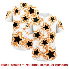 White Orange Star Graffiti Baseball Jersey 9