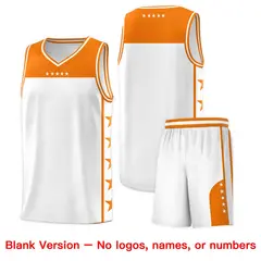White Orange Star Pattern Team Basketball Jersey 2