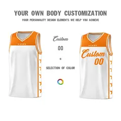 White Orange Star Pattern Team Basketball Jersey 4