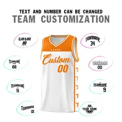 White Orange Star Pattern Team Basketball Jersey 5