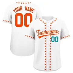 White Orange Star Ribbing Authentic Baseball Jersey
