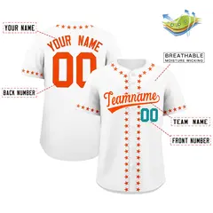White Orange Star Ribbing Authentic Baseball Jersey 2