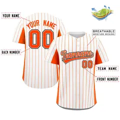 White Orange Stripe Full Button Authentic Baseball Jersey 2
