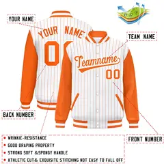 White Orange Stripe Raglan Varsity Bomber Jacket 2
