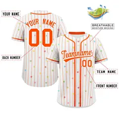 White Orange Stripe Star Pattern Authentic Baseball Jersey 2