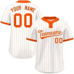 White Orange Stripe Two-Button Softball Jersey