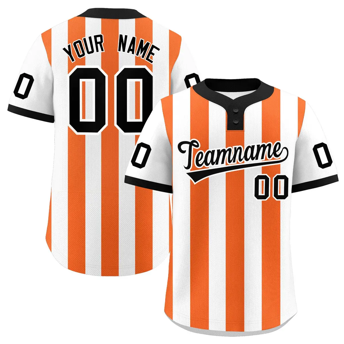 White Orange Stripe Two-Button Softball Jersey