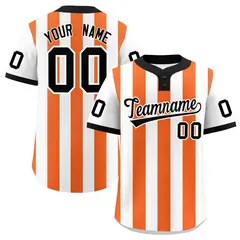White Orange Stripe Two-Button Softball Jersey