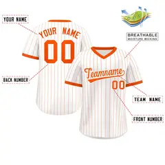 White Orange Striped Pullover Baseball Jersey 2
