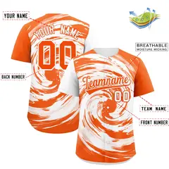 White Orange Swirl Graffiti Pattern Baseball Jersey 2