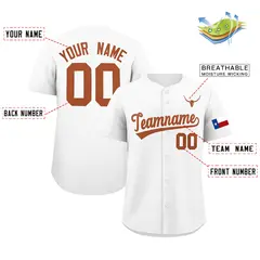 White Orange Texas Flag Classic Authentic Baseball Jersey 2