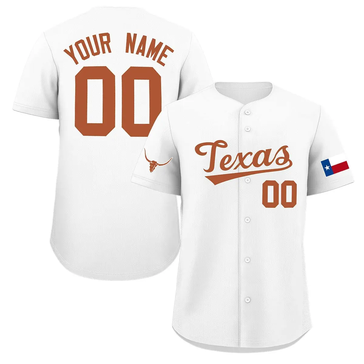 White Orange Texas Flag Classic Authentic Baseball Jersey