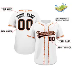 White Orange Thorns Ribbed Authentic Classic Baseball Jersey 2