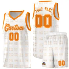 White Orange Trailblazer Dot Pattern Basketball Jersey