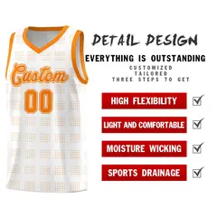 White Orange Trailblazer Dot Pattern Basketball Jersey 2