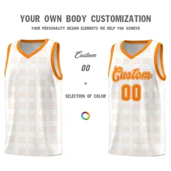 White Orange Trailblazer Dot Pattern Basketball Jersey 3