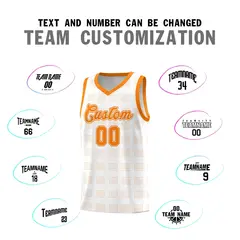 White Orange Trailblazer Dot Pattern Basketball Jersey 4