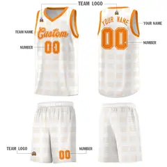 White Orange Trailblazer Dot Pattern Basketball Jersey 5