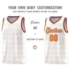 White Orange Trailblazer Dot Pattern Basketball Jersey 3