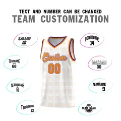 White Orange Trailblazer Dot Pattern Basketball Jersey 4
