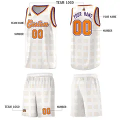 White Orange Trailblazer Dot Pattern Basketball Jersey 5