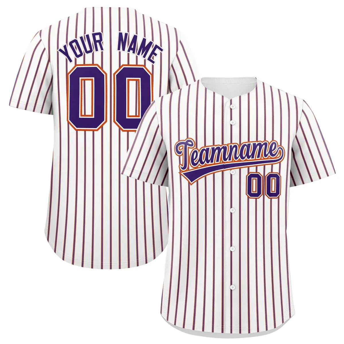 White Orange Tricolor Stripe Baseball Jersey