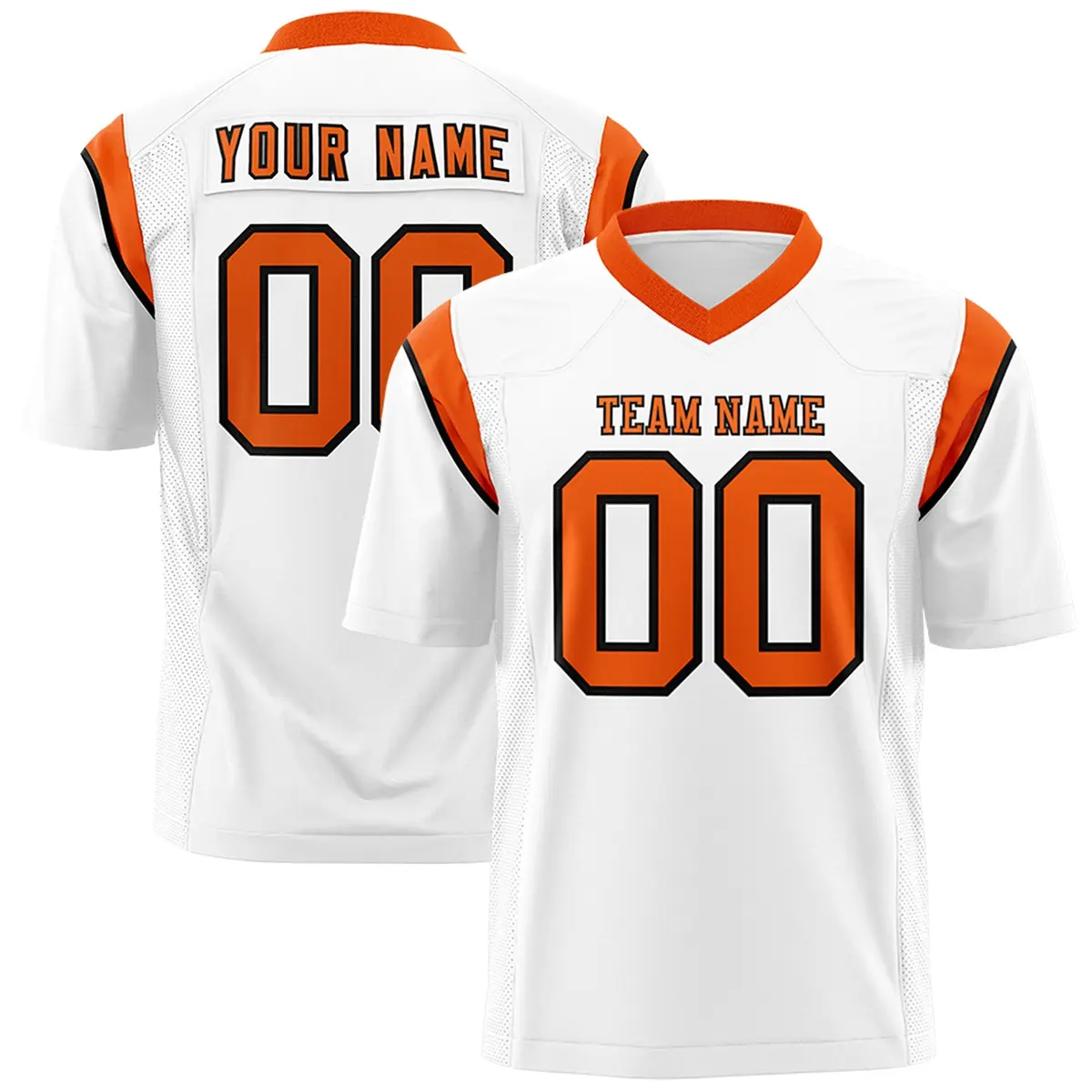 White Orange Two-Tone Shoulder Cut Flag Football Jersey