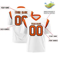 White Orange Two-Tone Shoulder Cut Flag Football Jersey 2