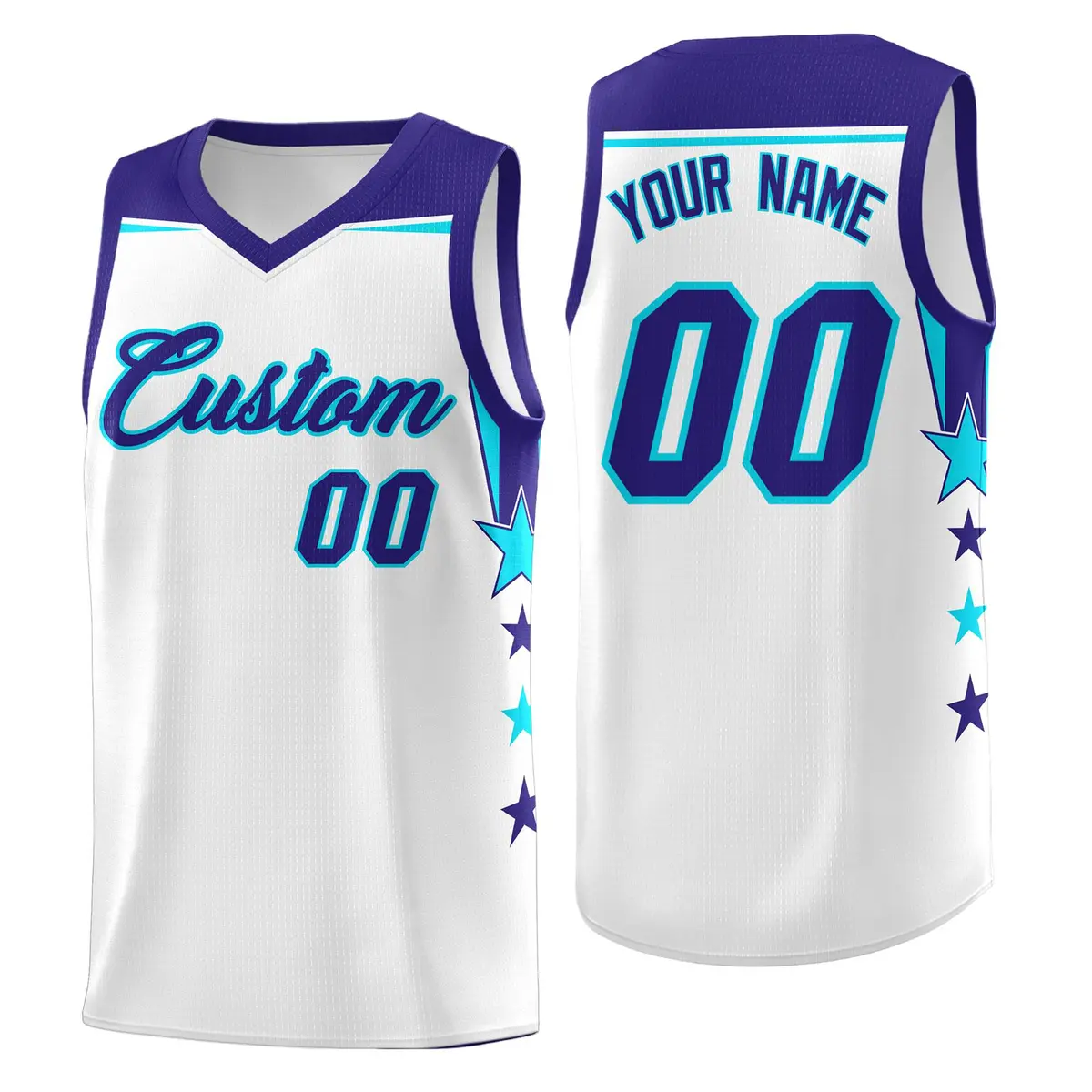 White Orange Two Tone Side Star Color Block Basketball Jersey