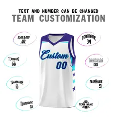White Orange Two Tone Side Star Color Block Basketball Jersey 4