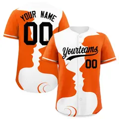 White Orange Valentine's Day Couple Silhouettes Baseball Jersey