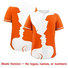 White Orange Valentine's Day Couple Silhouettes Baseball Jersey 2