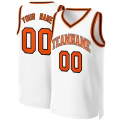 White Orange-White Classic Tops Basketball Jersey