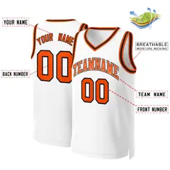 White Orange-White Classic Tops Basketball Jersey 2