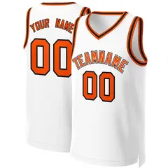 White Orange-White Classic Tops Basketball Jersey 1