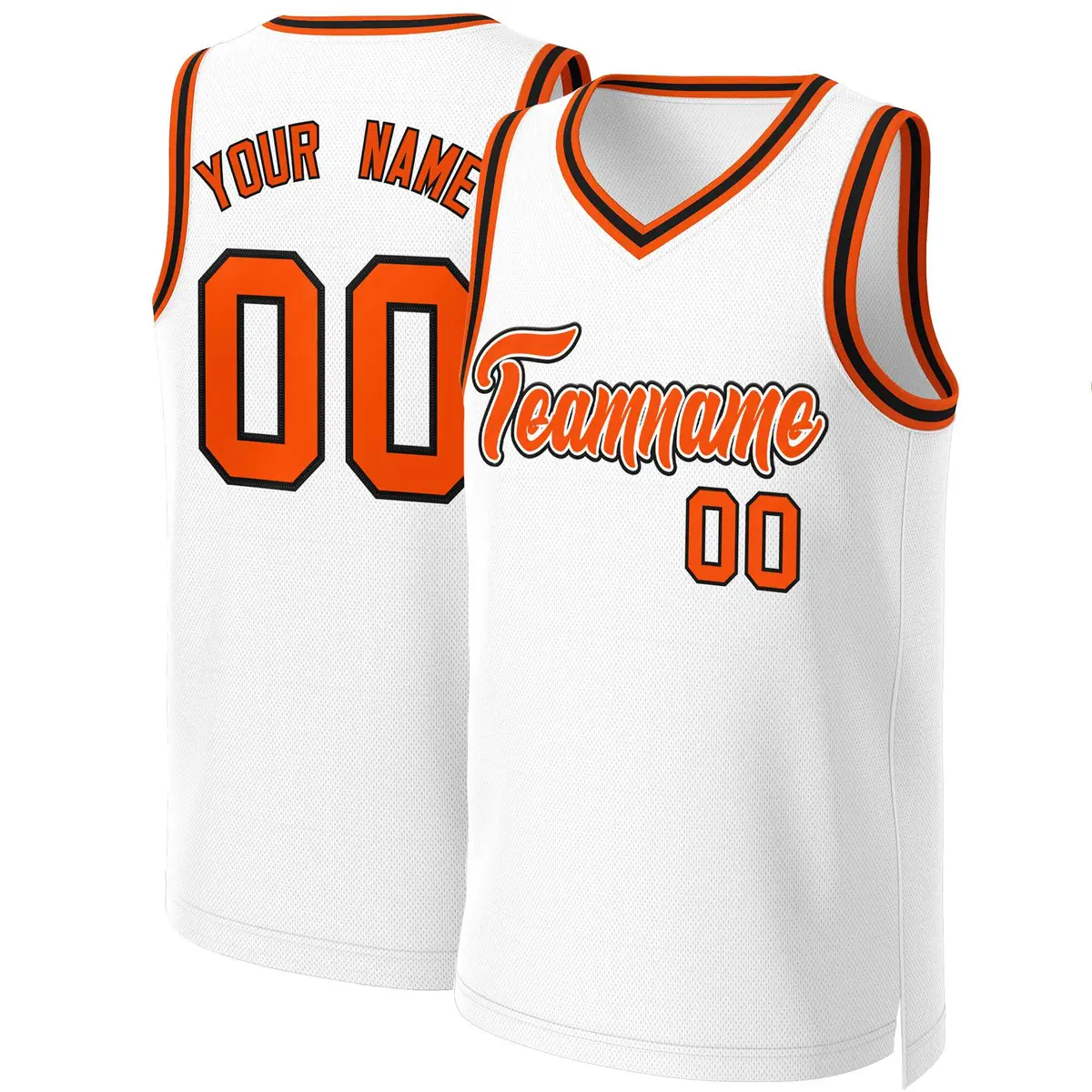 White Orange-White Classic Tops Basketball Jersey
