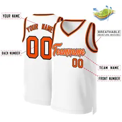 White Orange-White Classic Tops Basketball Jersey 2