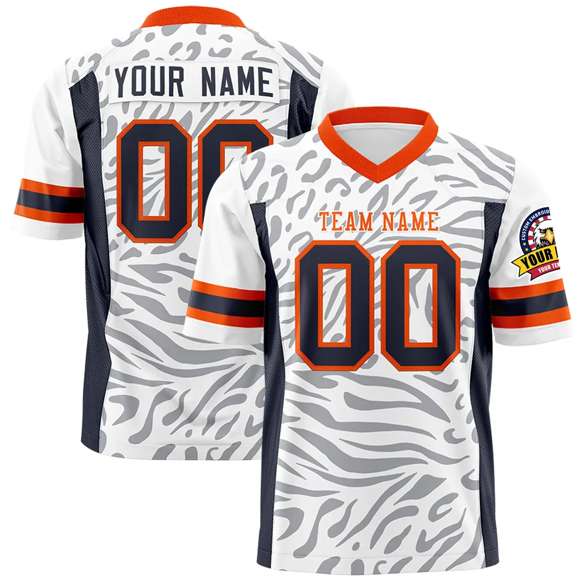 White Orange-White Zebra Stripes Football Jersey