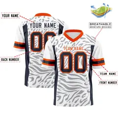 White Orange-White Zebra Stripes Football Jersey 2