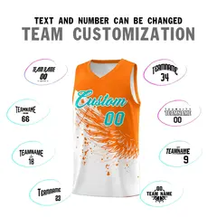 White Orange Wing Pattern Basketball Jersey Sports Uniform 4