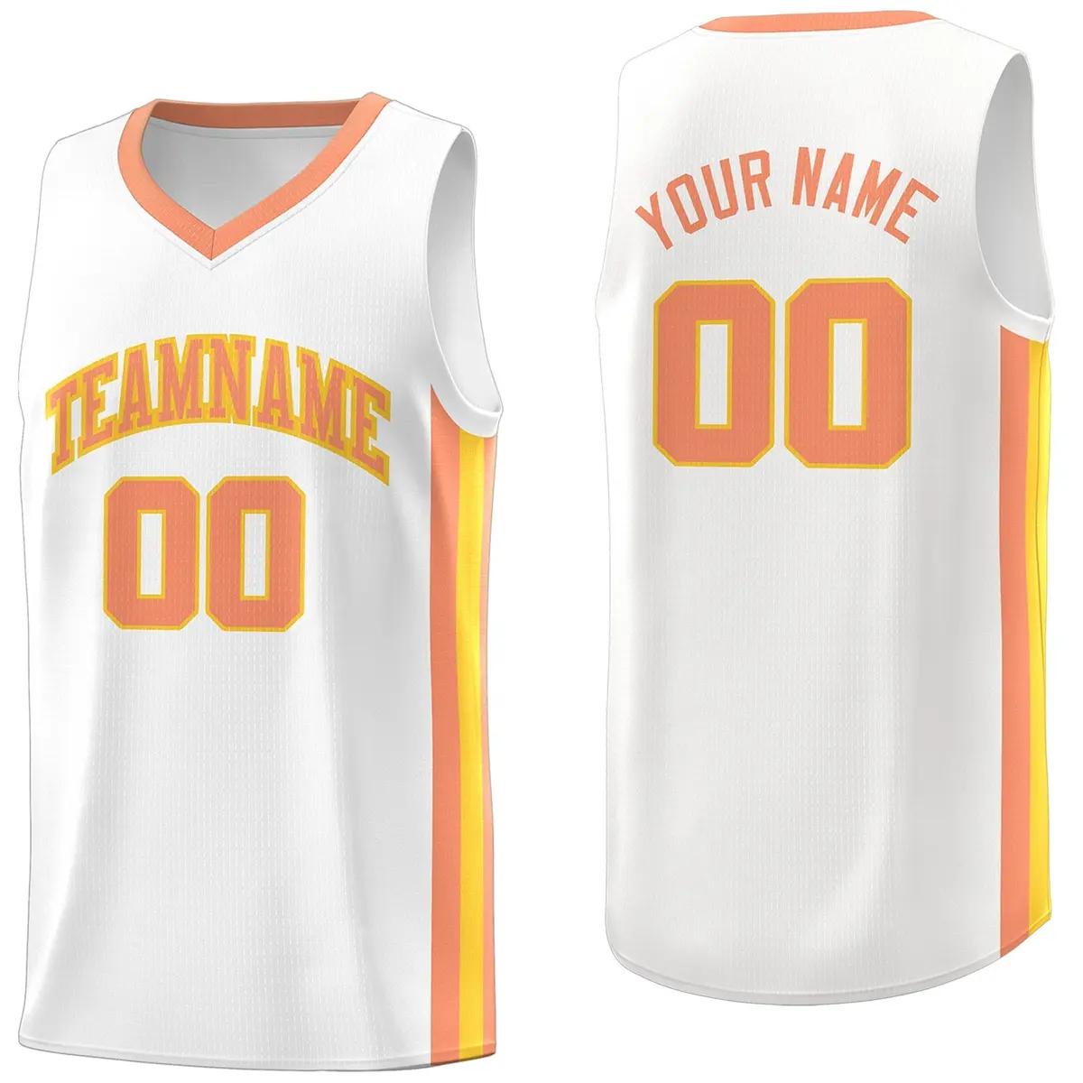 White Orange-Yellow Classic Basketball Jersey