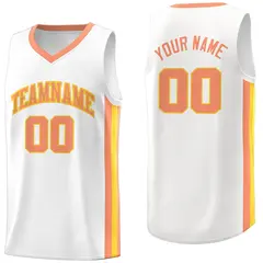 White Orange-Yellow Classic Basketball Jersey