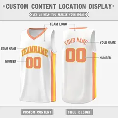 White Orange-Yellow Classic Basketball Jersey 2