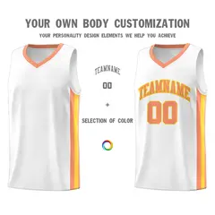 White Orange-Yellow Classic Basketball Jersey 3