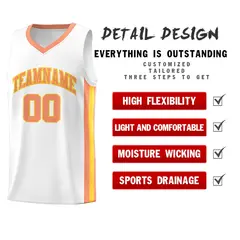 White Orange-Yellow Classic Basketball Jersey 4