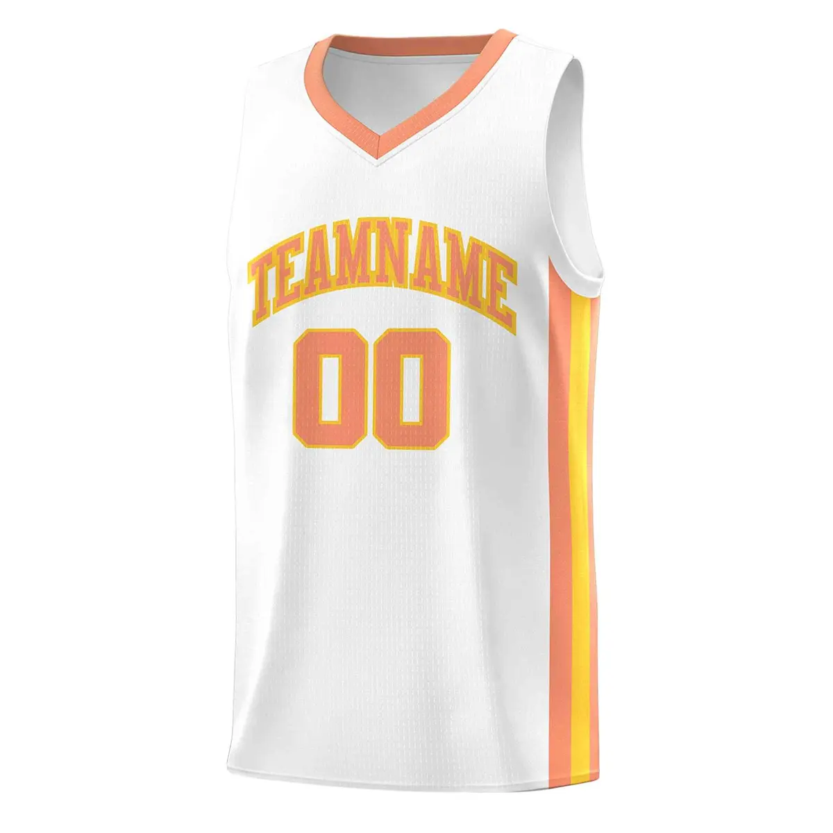 White Orange-Yellow Classic Mesh Sport Basketball Jersey