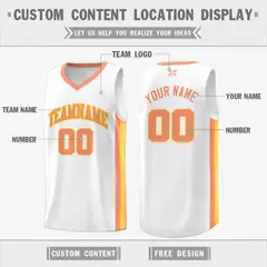 White Orange-Yellow Classic Mesh Sport Basketball Jersey 2