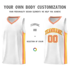 White Orange-Yellow Classic Mesh Sport Basketball Jersey 3