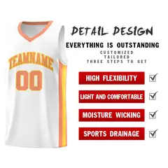 White Orange-Yellow Classic Mesh Sport Basketball Jersey 4