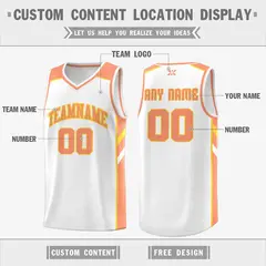 White Orange-Yellow Classic Mesh Sport Basketball Jersey 2